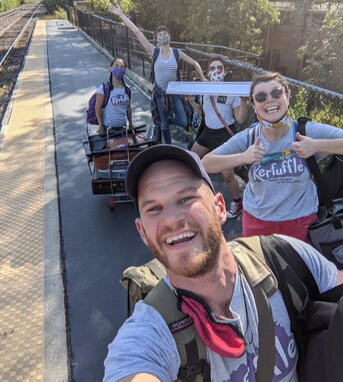 About to board the Metra during our first tour!